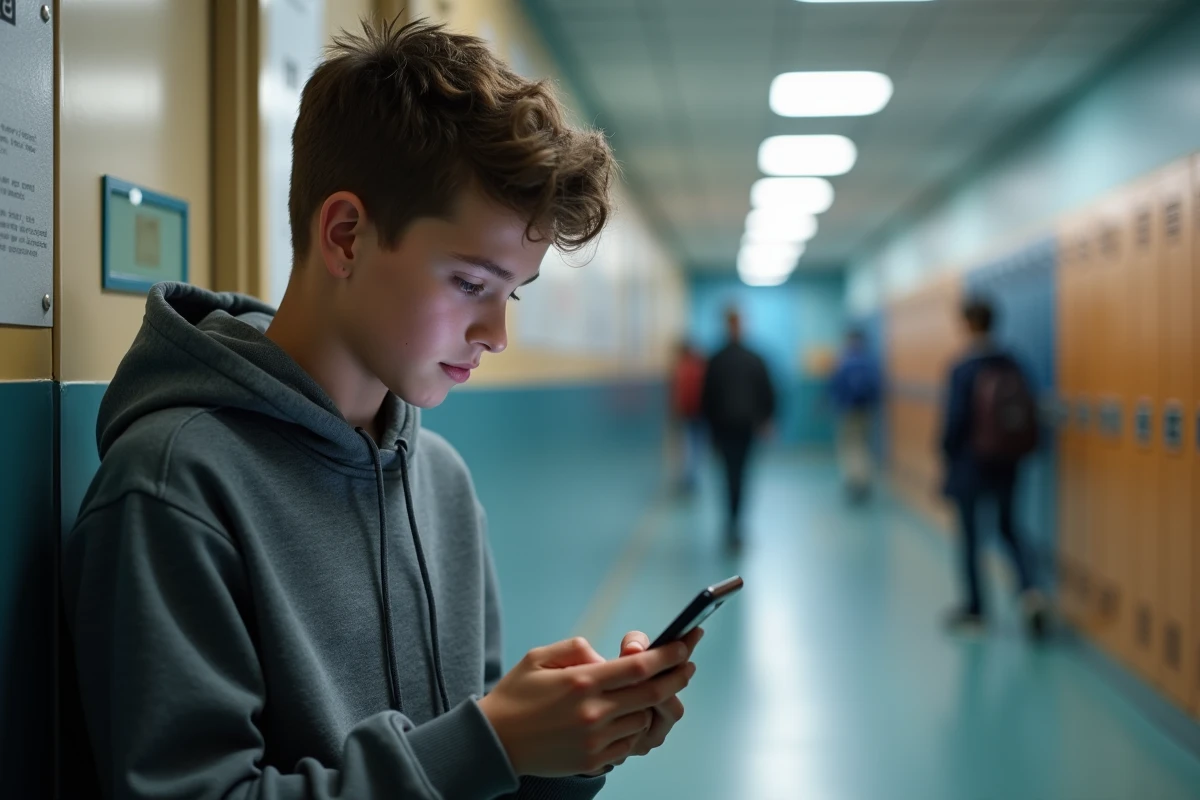 Adolescent configurant la double authentification sur son smartphone