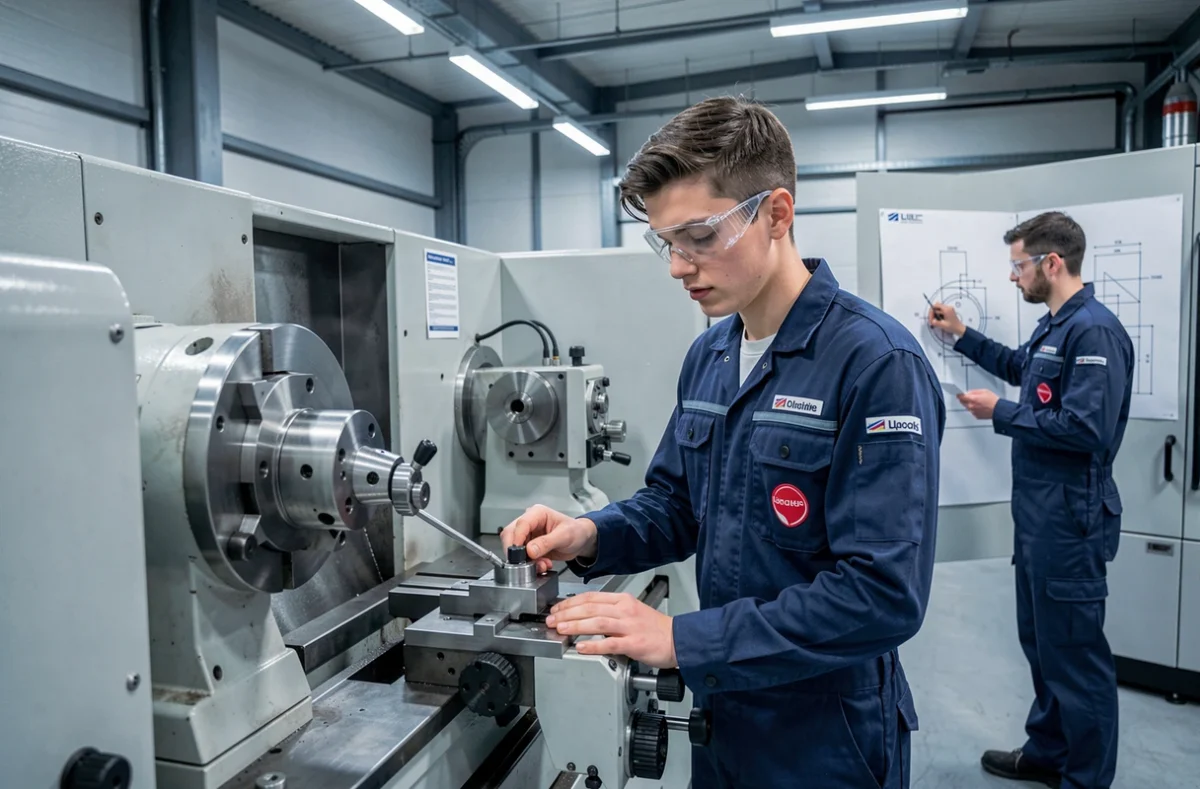 Jeune apprenti en alternance opérant une machine industrielle au centre AFPI Alternance de Lille Métropole