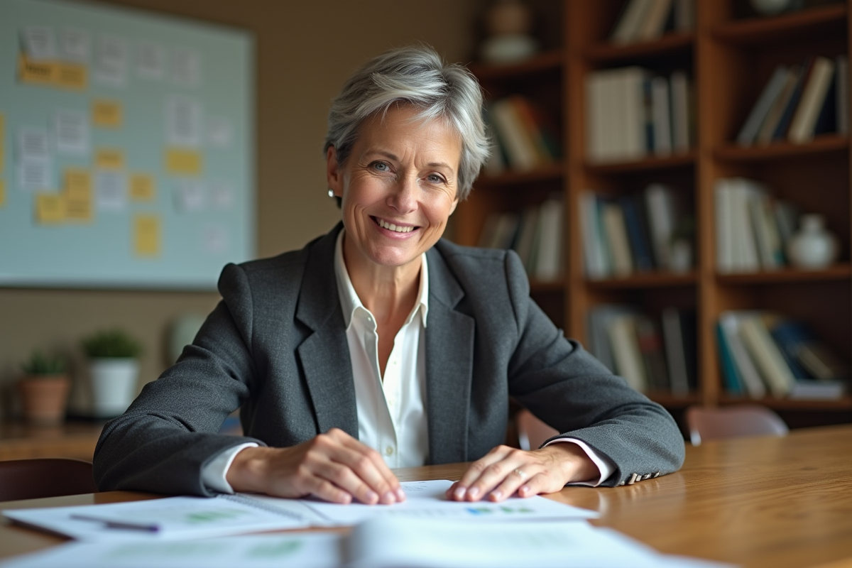 Femme leader en réunion dans un espace de travail lumineux