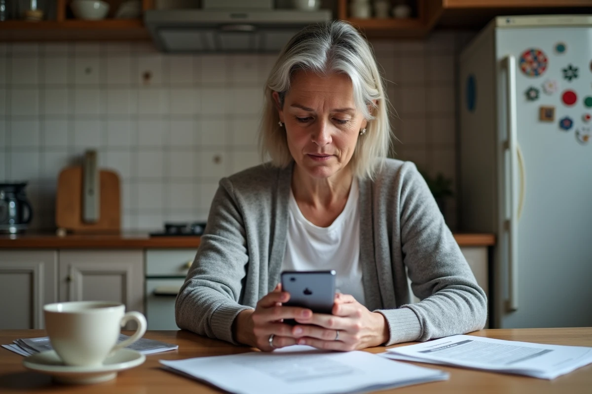 Femme utilisant son smartphone pour reinitialiser un mot de passe