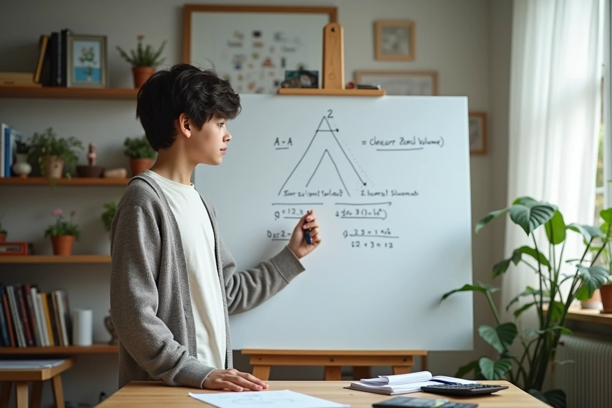 Gar&ccedil;on de 16 ans calcule le volume d une pyramide au tableau