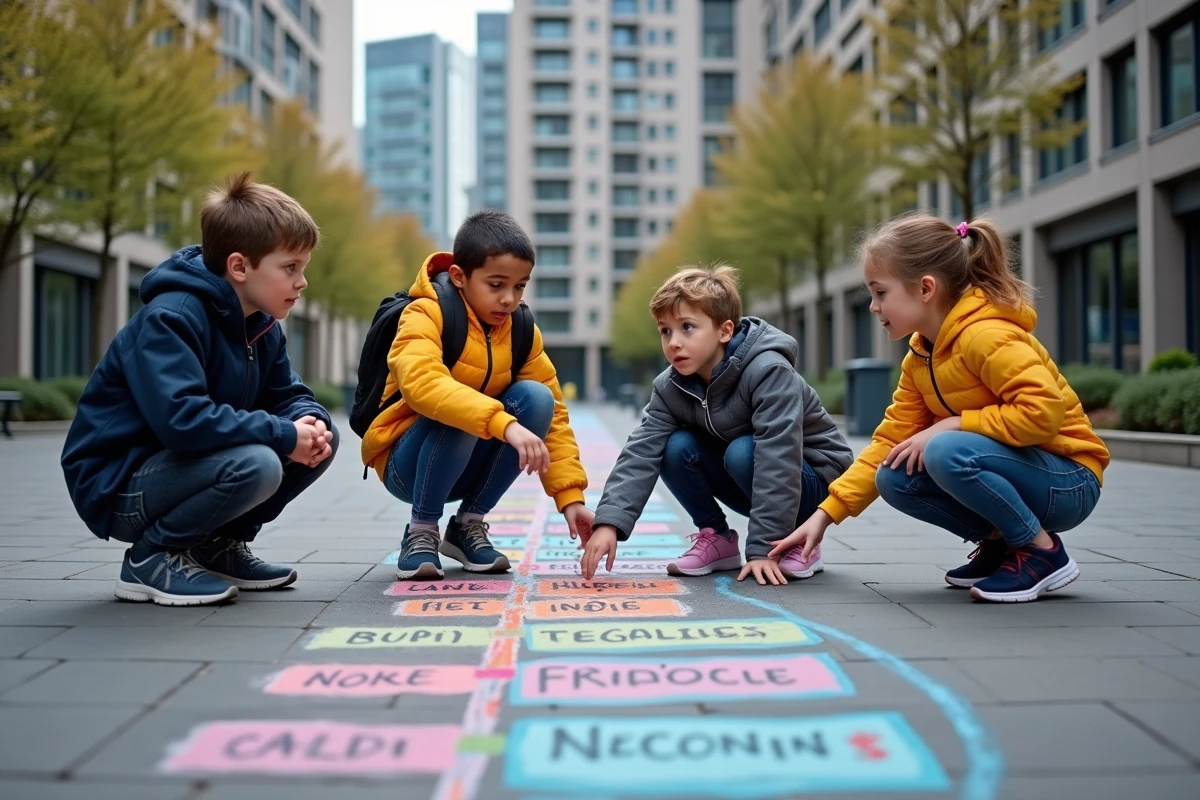Groupe de jeunes discutant autour d une timeline dans la ville