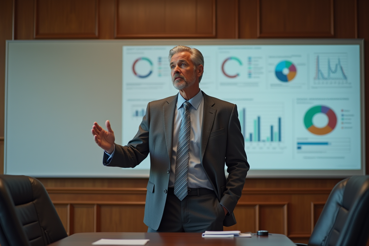 Homme d affaires expliquant des graphiques en réunion