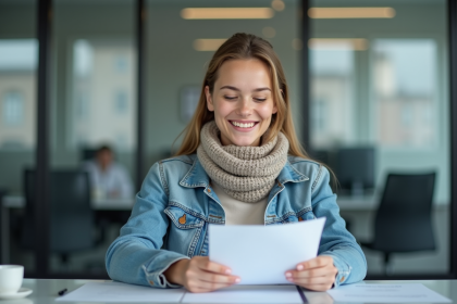 Jeune femme en denim lors d'une démarche municipale