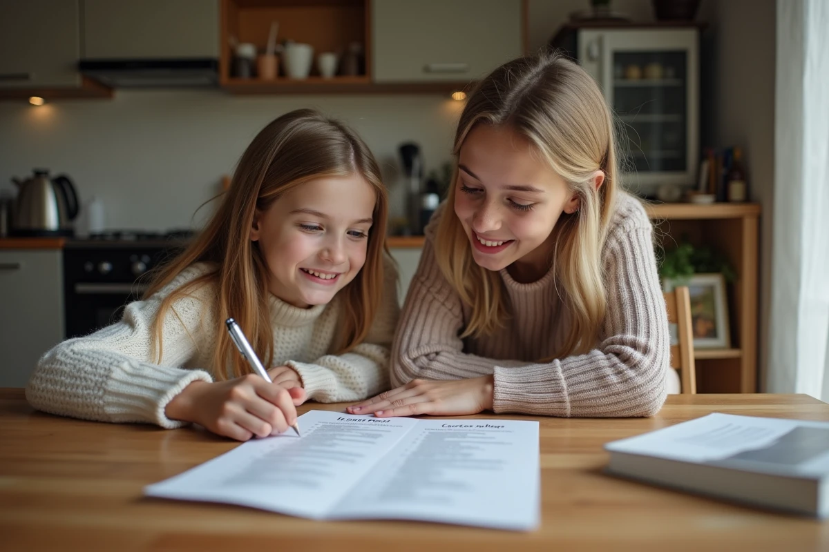 M&egrave;re et fille discutant d