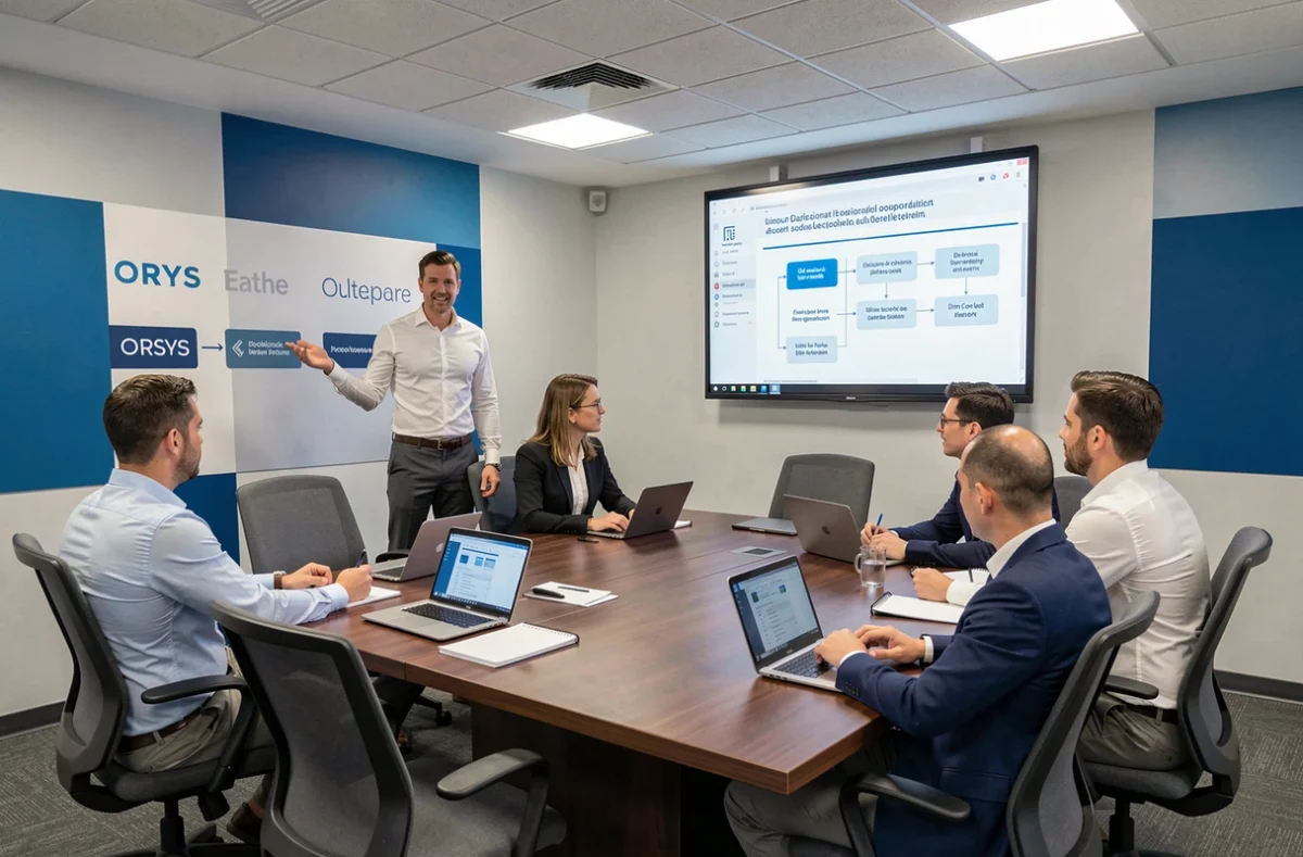Formateur ORSYS animant une session de formation professionnelle pour adultes dans une salle moderne