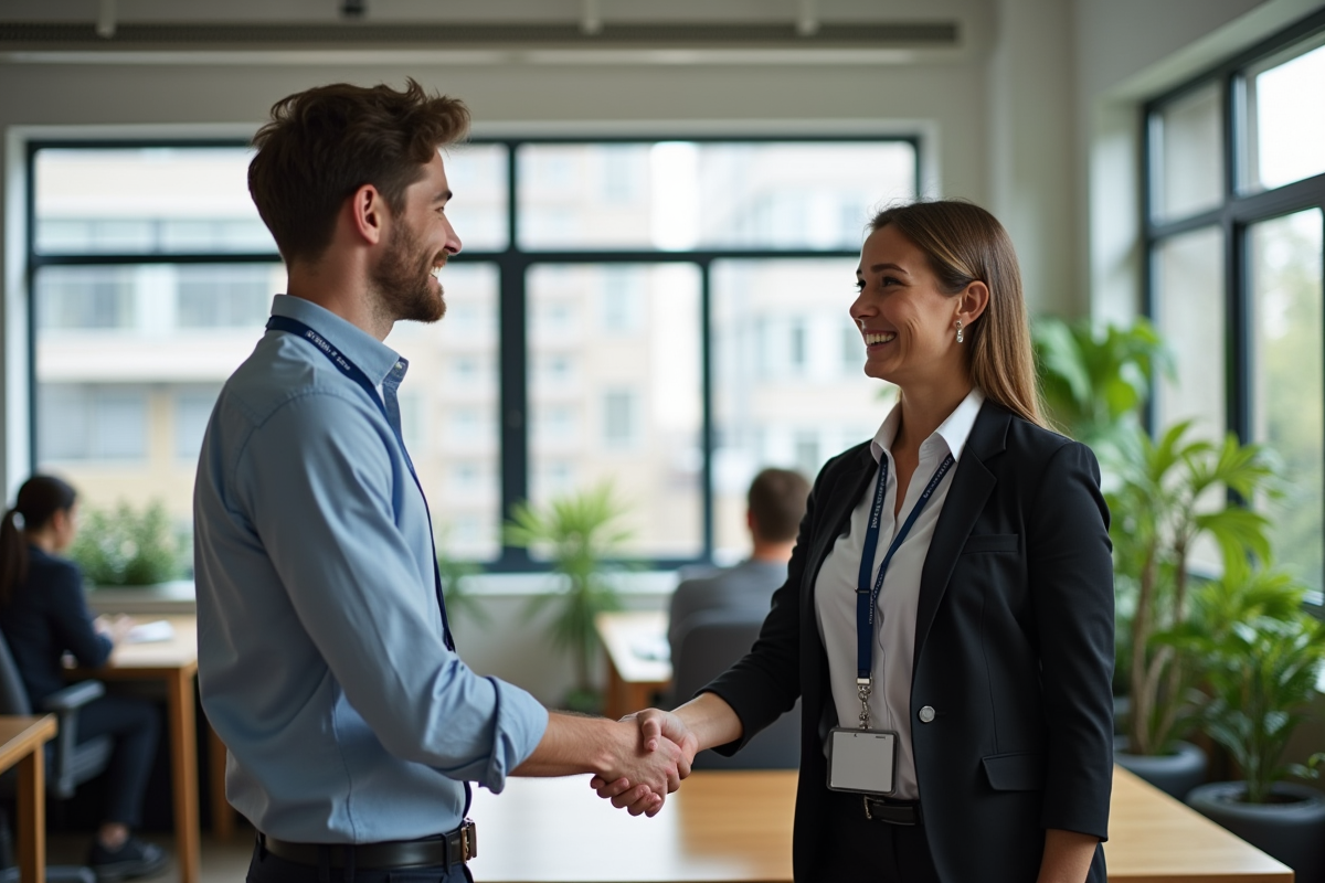 Jeune homme serrant la main d