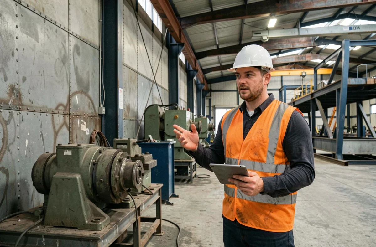 Un technicien formé au Cnam supervise une installation industrielle dans un atelier de construction mécanique à Saint-Nazaire